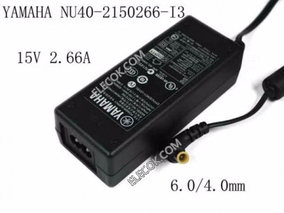 YAMAHA NU40-2150266-I3 AC Adapter- Laptop 15V 2.67A, 6.0/4.0mm, 2-Prong