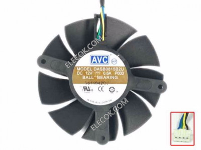 AVC DASB0815B2U 12V 0.6A 4線冷却ファン