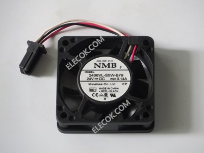 NMB 2406VL-S5W-B79 24V 0,14A 3 draden koelventilator met zwart aansluiting gebruikt en origineel 