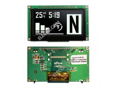 NHD-2.7-12864UCW3 Newhaven Scherm Intl Graphic LCD Scherm Module Wit OLED - Passive Matrix Parallel/Serial 2,7" (68.58mm) 128 x 64 