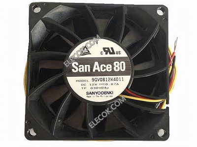 Sanyo 9GV812K4011 12V 0,87A 3 cable Enfriamiento Ventilador 