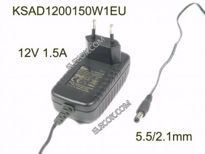 Ktec KSAD1200150W1EU AC Adapter 5V-12V 12V 1.5A, 5.5/2.1mm, EU 2P Plug, substitute