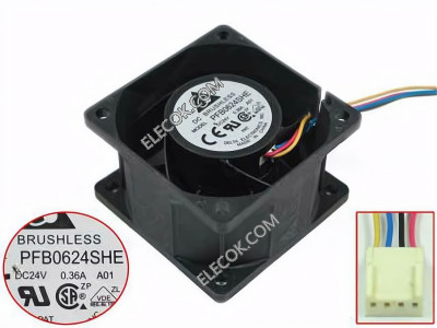DELTA PFB0624SHE 24V 0,36A 2wires Cooling Fan 