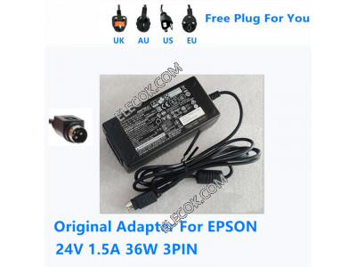 EPSON  M235A 24V 1.5A  3PIN  For EPSON SCANNER Printer Power Supply Charger
