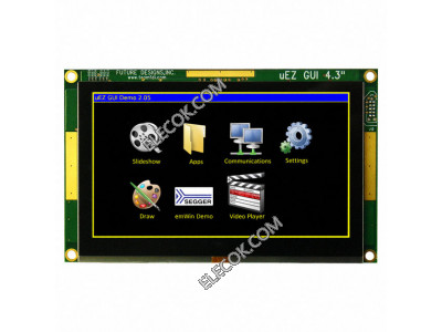 UEZGUI-4088-43WQN-BA Future Designs Inc. Capacitive Graphic LCD Display Module Transmissive Red, Green, Blue (RGB) TFT - Color I²C, Serial, SPI 4.3" (109.22mm) 480 x 272