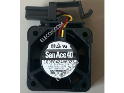 Sanyo 109P0424H6D23 A90L-0001-0551#A 24V 0.07A 3wires Cooling Fan with bracket, refurbished