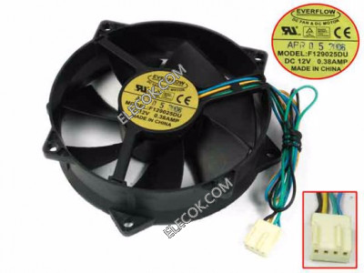 EVERFLOW F129025DU 12V 0,38A 3 Przewody Cooling Fan 