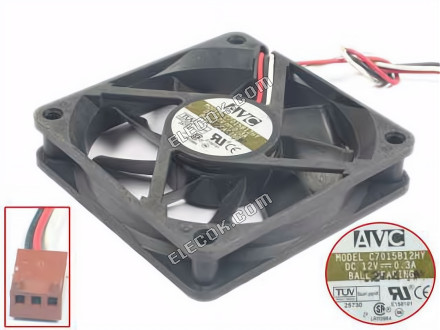 AVC C7015B12HY 12V 0.3A 3wires cooling fan 