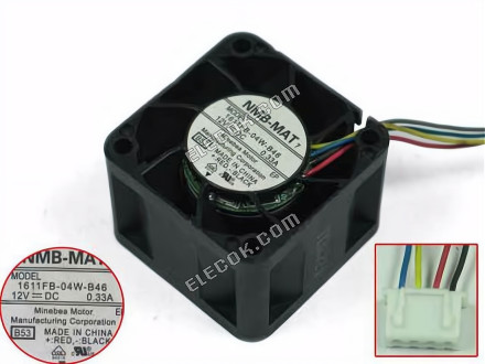 NMB-MAT / Minebea 1611FB-04W-B46 Server - Square Fan B53, sq40x40x28mm, 4-wire, DC 12V 0.33A 