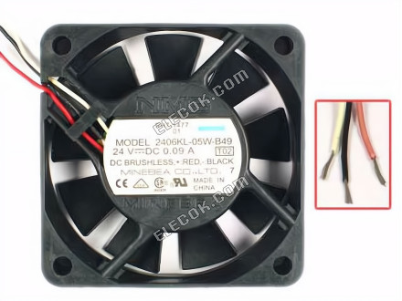 NMB 2406KL-05W-B49 24V 0.09A 3wires Cooling Fan 