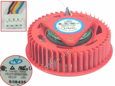 NTK CF1275-B30H-C004 Servidor - Redondo Ventilador dia75x75x25, w35x4x4, 12V 1A 4 cables 