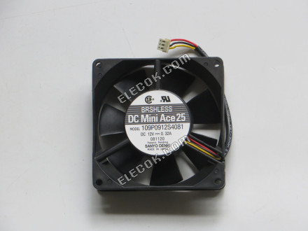 Sanyo 109P0912S4081 12V 0,32A 3 przewody Wentylator Chłodzący 
