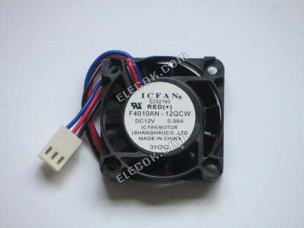 ICFAN F4010AN-12QCW 12V 0.09A 3선 냉각 팬 