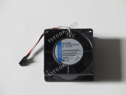 EBM-Papst 8314/2H 24V 245mA 6W 3fios Ventoinha, recondicionado 