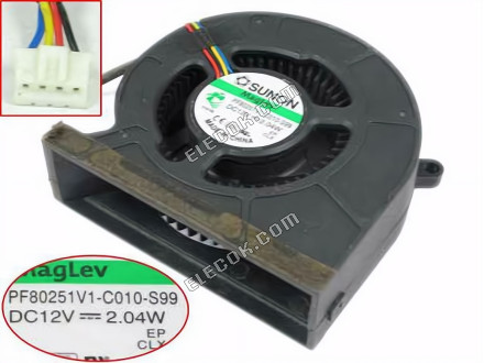 SUNON PF80251V1-C010-S99 Kühllüfter w130x4x4, 12V 2,04W, Bare lüfter 4 drähte 