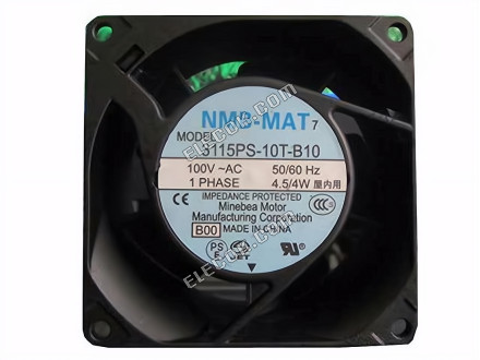 NMB-MAT / Minebea 3115PS-10T-B10 Server - Square Fan B00, sq80x80x38, 100V 4.5W 