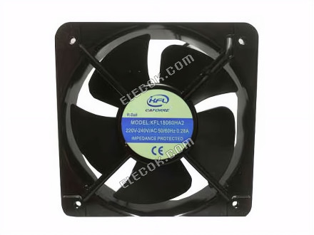 KFL / CAFORRE KFL18060HA2 Server - Square Fan Steel, sq180x180x60, 2W, AC 240V 0.28A 2-wire 