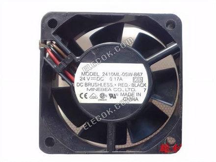 NMB 2410ML-05W-B67 24V 0.17A 3wires cooling fan 