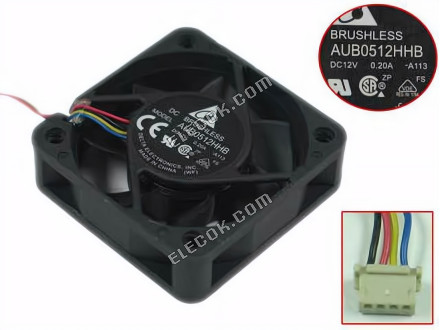 DELTA AUB0512HHB 12V 0.2A 4wires Cooling Fan 