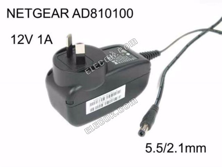 NETGEAR AD810100 AC Adapter 5V-12V 12V 1A, 5.5/2.1mm, AU 2P Plug 