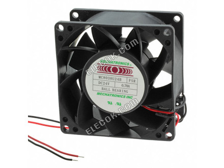 MB8025X24B3-FSR Mechatronics FAN 80X25MM BALL 24VDC WIRE 2 Wire Leads 