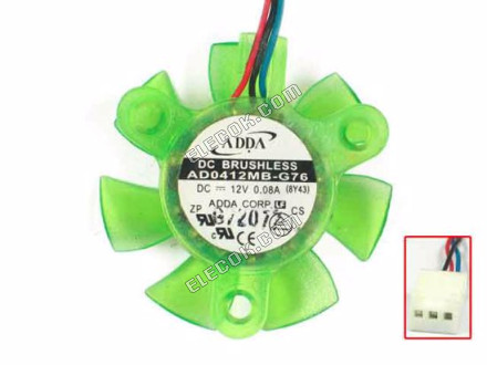 ADDA AD0412MB-G76 12V 0,08A 1,08W 3 draden Koelventilator 