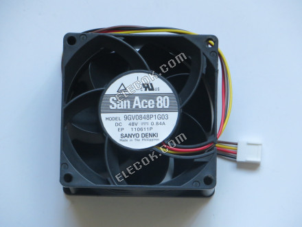 Sanyo 9GV0848P1G03 48V 0,84A 40,32W 4 cables Ventilador De Refrigeración, reacondicionado 