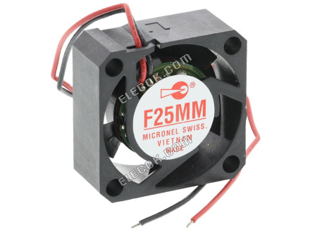 F25MM-012XK-9 Micronel, 12 V dc, DC Axial Ventilator, 25 x 25 x 10mm, 3.84m³/h, 720mW 