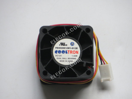 COOLTRON FD4028B12W1-81 Servidor - Quadrado Ventilador sq40x40x28, 3W, DC 12V 1,44W 3 Fios 