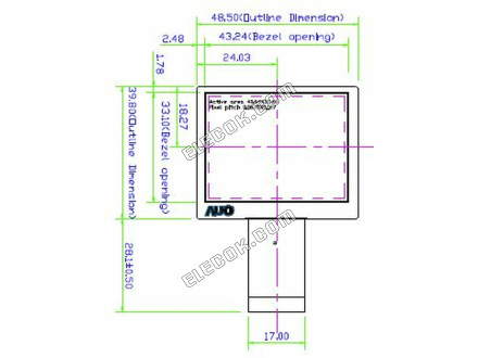 A020BL01 V7 AUO 2.0" a-Si TFT-LCD Paneel 