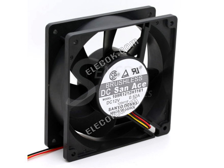 Sanyo Denki 109R1212H1161 Serveur - Carré Ventilateur sp119x38, w150x3x3, 12V 0,52A 3 fils 