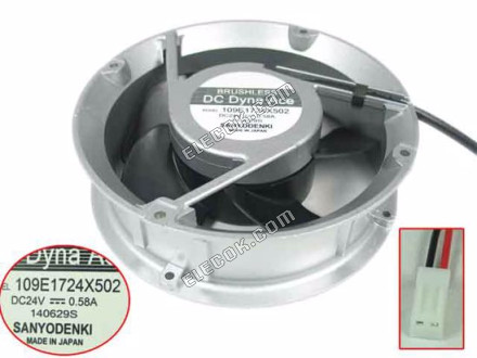 Sanyo 109E1724X502 24V 0.58A 13.92W 3wires Cooling Fan 