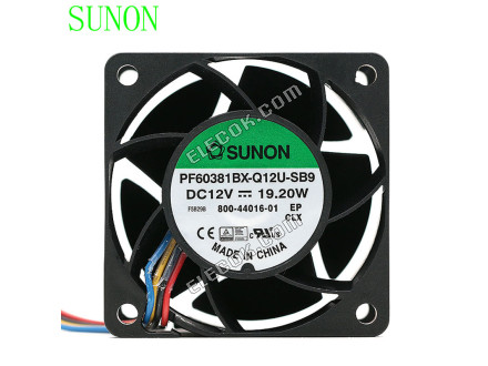 SUNON PF60381BX-Q12U-SB9 Serveur - Carré Ventilateur sq60x60x38, 4W, DC 12V 19.20W 4 Fils 