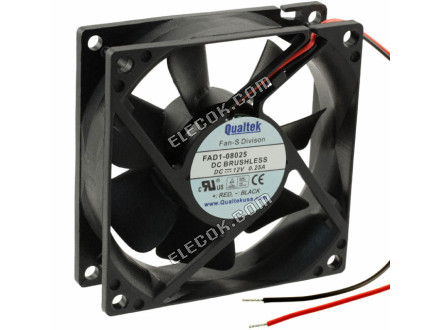 Qualtek FAD1-08025CBJW12 12V 0,3A 3,6W 2 fils Ventilateur De Refroidissement 