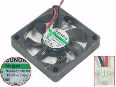 SUNON MC35060V2-0000-A99 5V 0.4W 2선 냉각 팬 