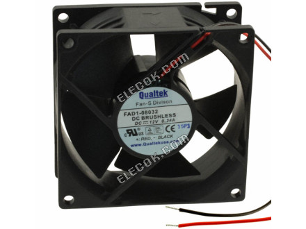 Qualtek FAD1-08032CBLW12 12V 0.11A 1.32W 2wires Cooling Fan 