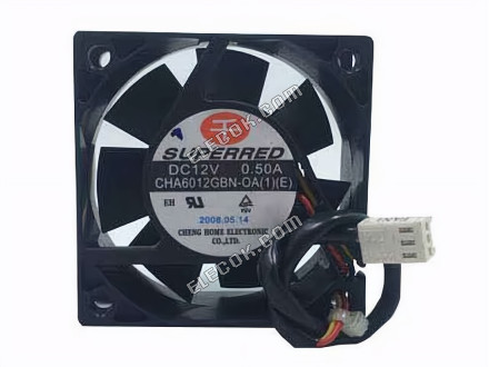 Superred CHA6012GBN-OA Servidor - Cuadrado Ventilador 1 E, sq60x60x25mm, 50x3wx3p, DC 12V 0.50A 3 cables 