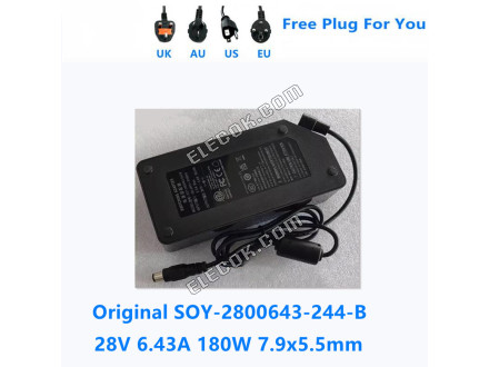 SOY SOY-2800643-244-B 28V 6.43A 180.04W 180W 7.9*5.5mm AC Switching Adapter For Power Supply Charger 