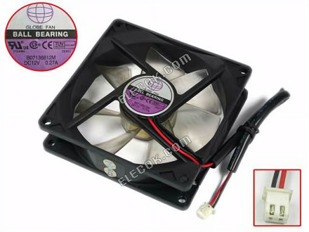 GLOBE FAN B07138812M 서버 - 사각형 팬 sq92x92x25, w170x2x2, 12V 0.27A 2선 