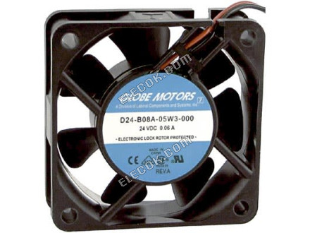 Globe Motors D24-B08A-05W3-000 Serwerowy Kwadratowy Wentylator D24-B08A-05W3-000 2 Przewody 