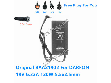 DARFON BAA21902 19V 6.32A 120W 5.5*2.5mm AC Adapter For MECHREVO MSI Laptop Power Supply Charger 
