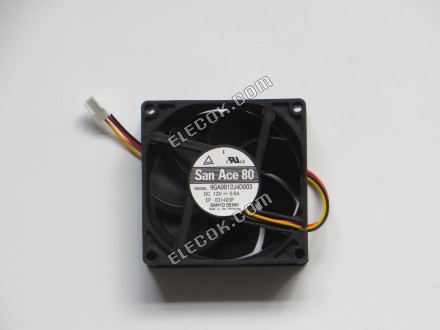 Sanyo Denki 9GA0812J4D003 Server - Square Fan 12V0.60A, sq80x80x25mm, 3W 3-wire 