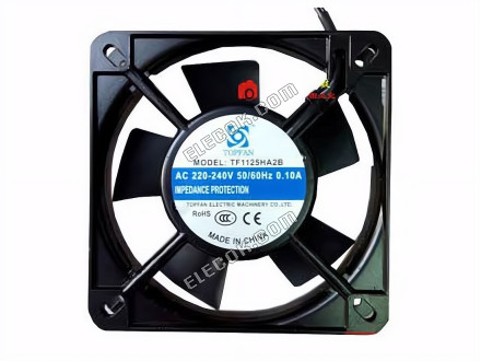 TOP FAN TF1125HA2B Server - Square Fan Steel, sq110x110x25, 2W, AC 240V 0.1A 2-wire 