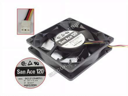 Sanyo 9G1212H4051 12V 0,31A 3 cables Ventilador De Refrigeración 