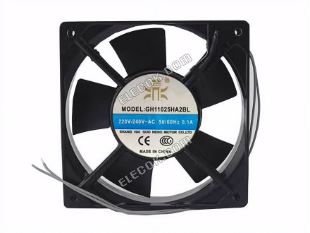 Guo Heng GH11025HA2BL Server - Square Fan Steel, sq110x110x25, 2W, AC 240V 0.1A 2-wire 
