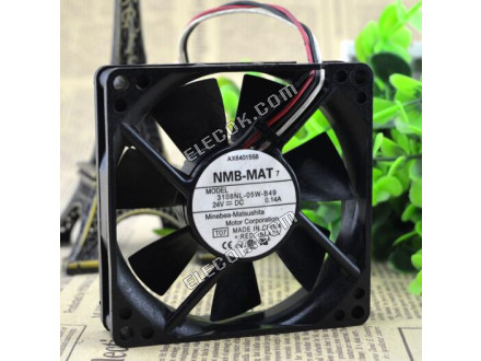 NMB 3108NL-05W-B49 8020 8cm 24V 0,14A 3 Kablar alarm växelriktare fläkt 