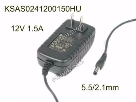 Ktec KSAS0241200150HU AC Adapter 5V-12V 12V 1.5A, 5.5/2.1mm, US 2P Plug 