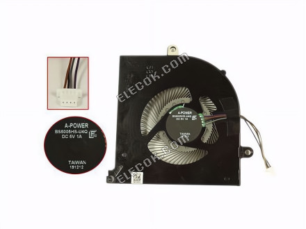 MSI GS63VR Cooling Fan BS5005HS-U4Q DC 5V 1A w30x4x4, Bare Fan 4-wire 