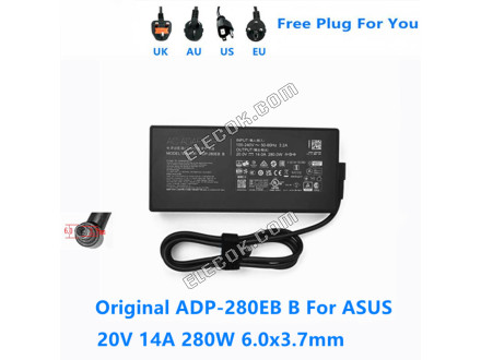 ADP-280EB B 20V 14A 280W 6.0*3.7mm VäXELSTRöM Adapter För ASUS Bärbar Dator Strömförsörjning Charger 