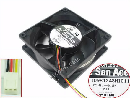Sanyo 109R1248H1011 48V 0,15A 3 fils Ventilateur De Refroidissement 